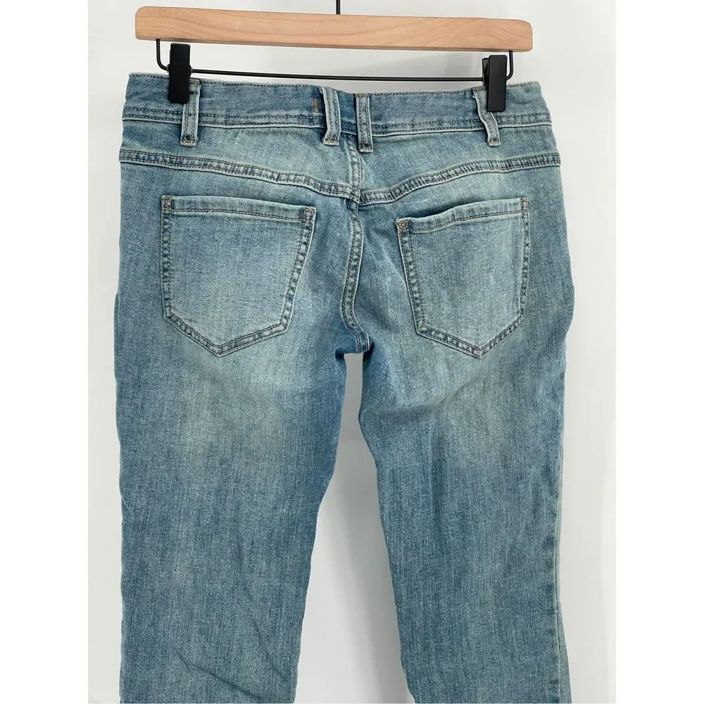 Free People Jeans Women‎ Size 26 Blue Distressed Low Rise Raw Hem
